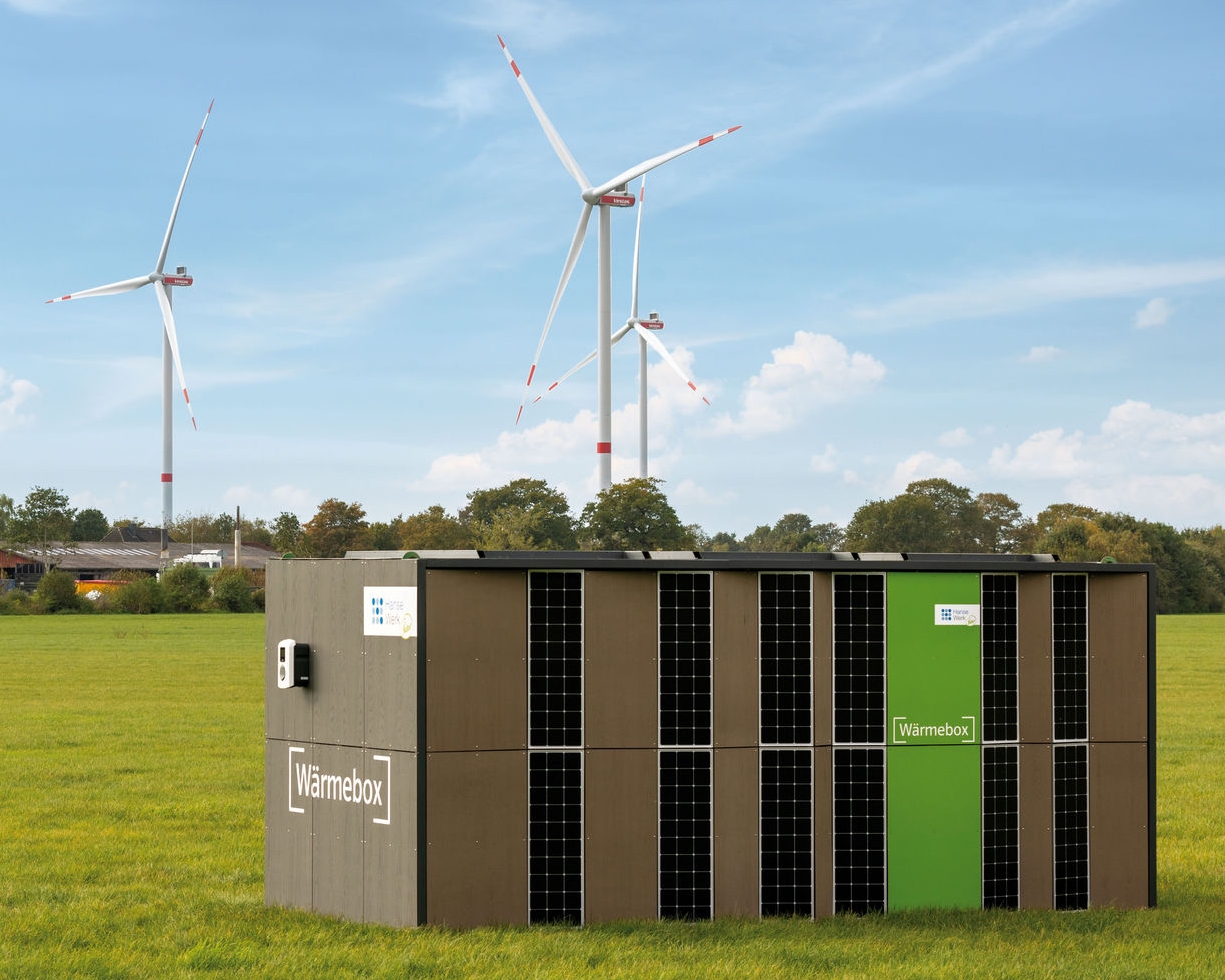 Ansicht einer aufgestellten Wärmebox
